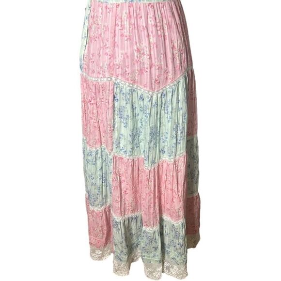 LOVESHACKFANCY NESSIE PANELLED LACE PRINT NWOT V NECK MAXI DRESS SZ 4 - Picture 4 of 10